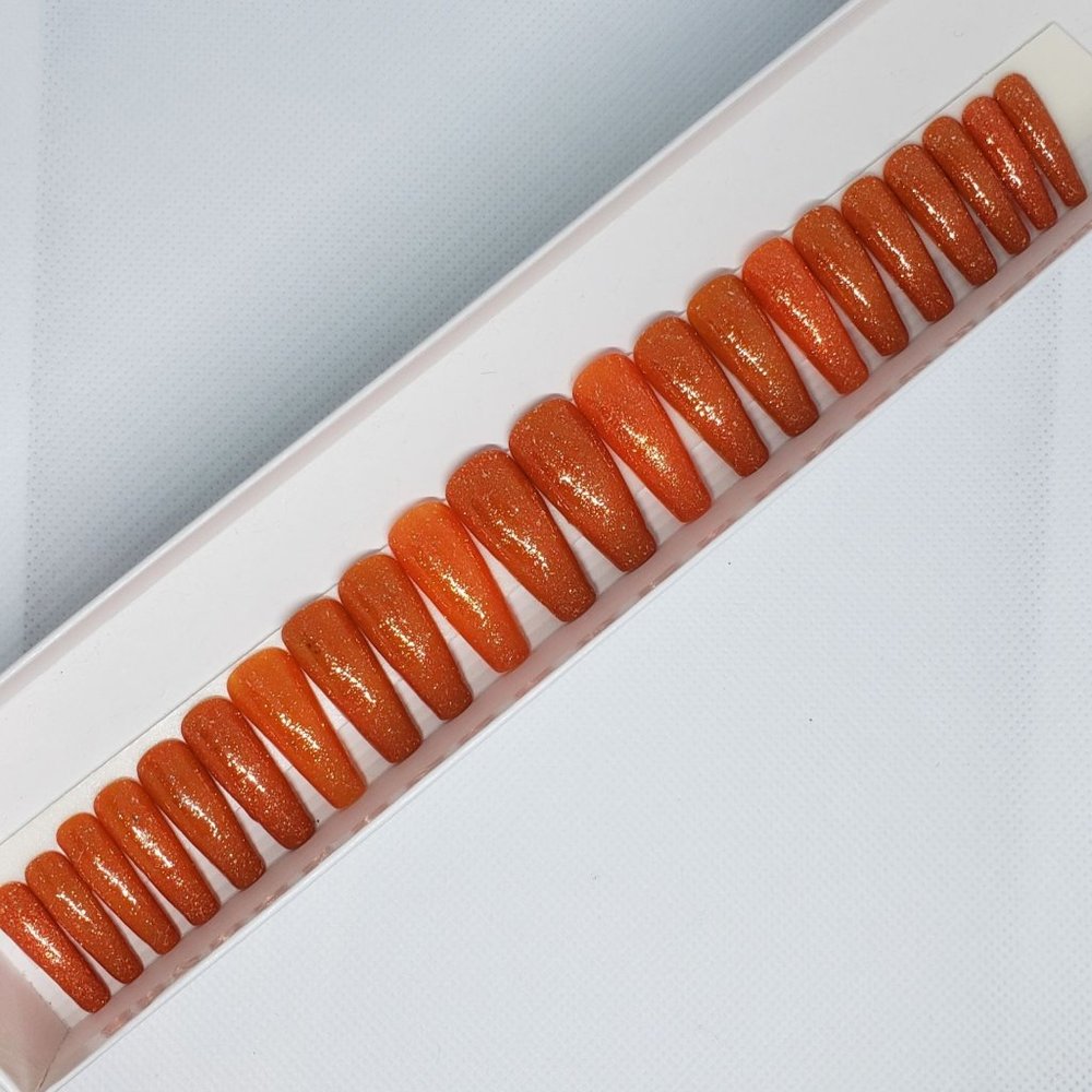 Long Coffin Shaped Sparkling Orange in a Set of 22